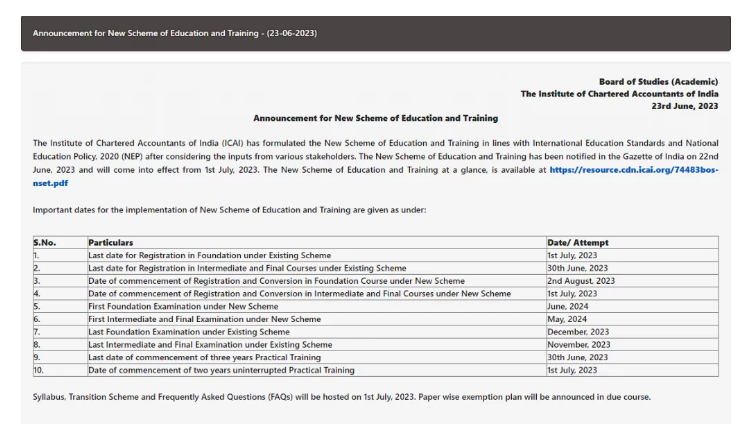 ICAI Proposed CA New Scheme 2023 | Latest Updates & New Syllabus