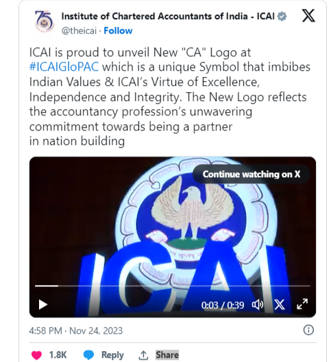 ICAI unveils New CA Logo at GloPAC Conference
